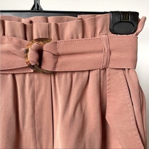 Dynamite High-waisted Paperbag Pants with Removable Belt in Dusty Rose